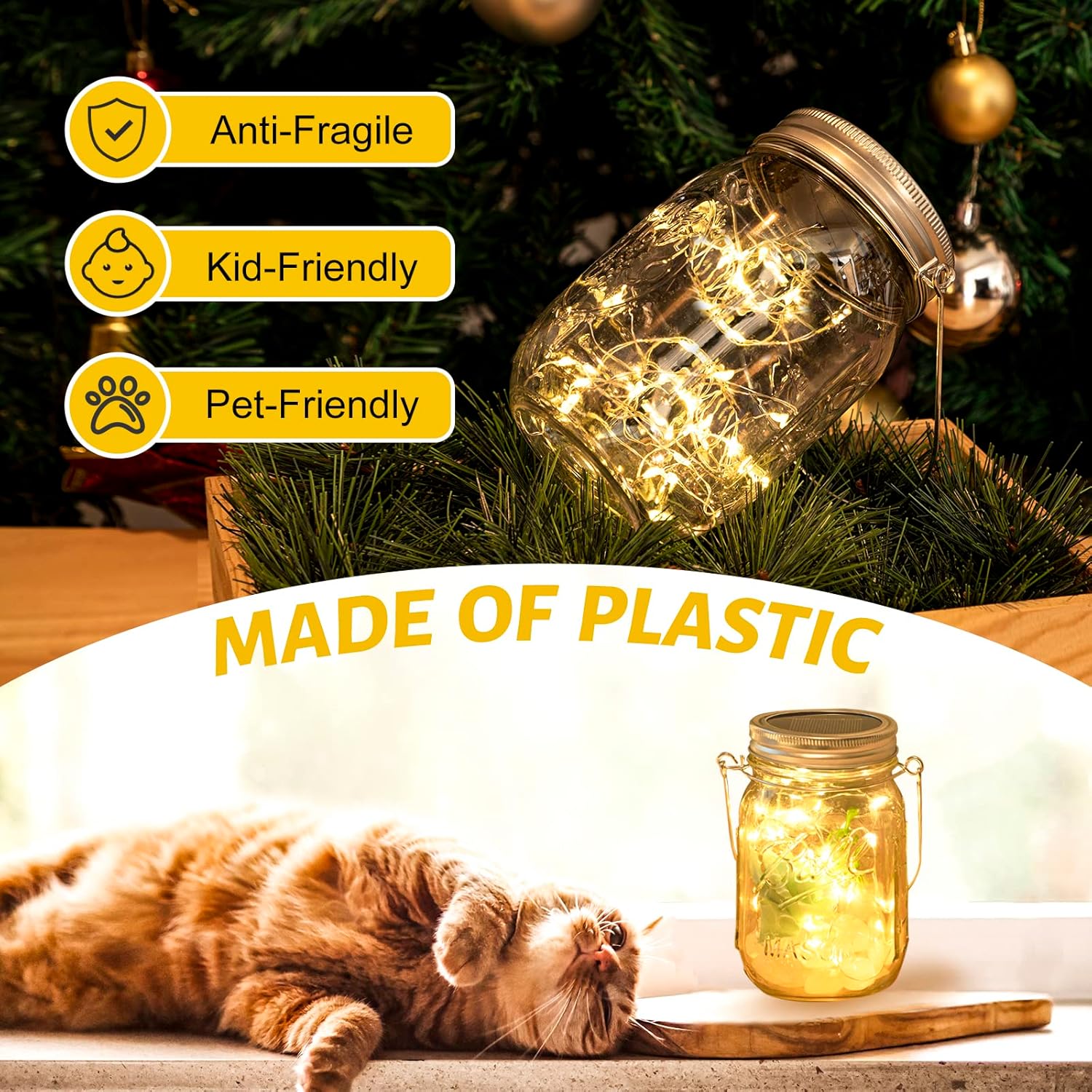 HXWEIYE 8 Pack Solar Mason Jar Lights Lanterns,Jars & Hangers Included,30LED Waterproof Hanging Outdoor Fairy Lights for Patio Garden Porch Yard Backyard Balcony Wedding(Warm White)