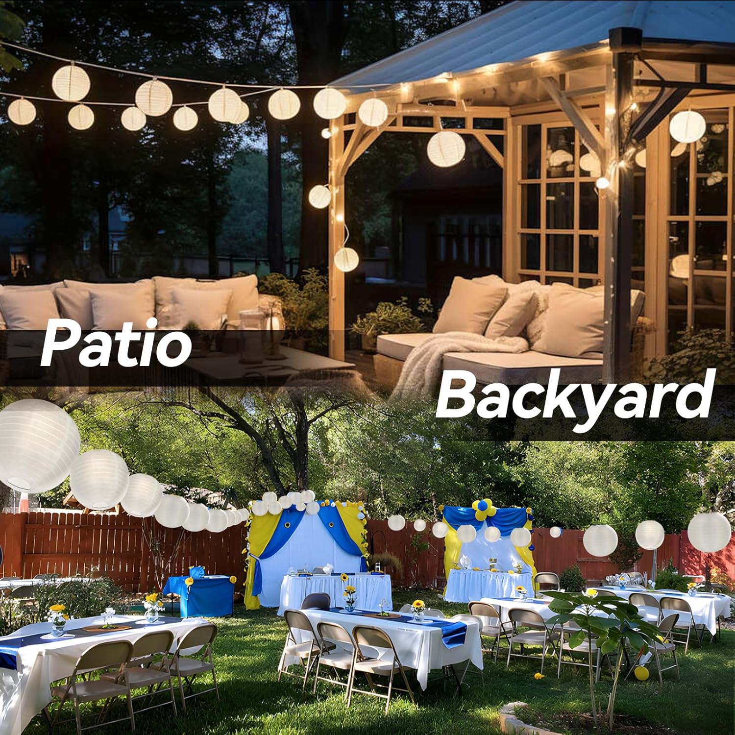 KNONEW 20 Pack 10" White Silk Outdoor Lanterns Decorative Party Hanging Chinese Japanese Waterprooof Round Lantern for Weddings, Birthdays, Parties Decoration (No Light Bulbs Included)