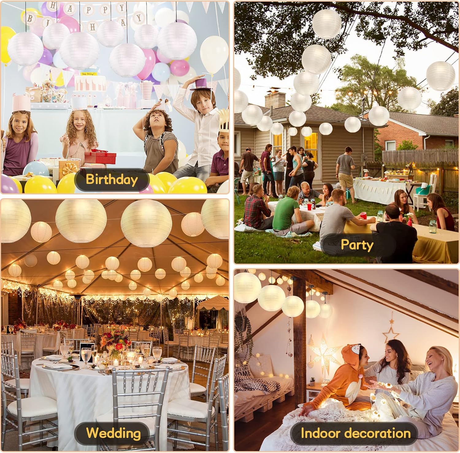 KNONEW 20 Pack 10" White Silk Outdoor Lanterns Decorative Party Hanging Chinese Japanese Waterprooof Round Lantern for Weddings, Birthdays, Parties Decoration (No Light Bulbs Included)